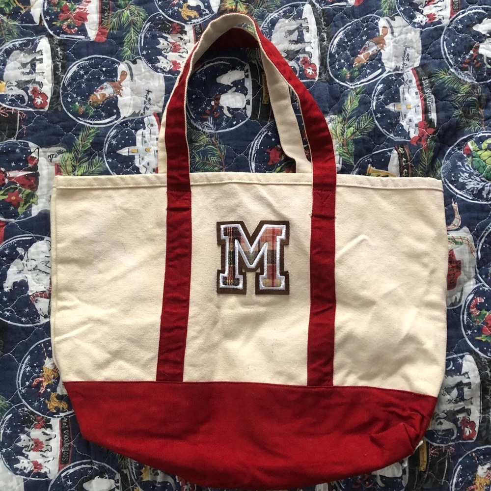 Red initial Tote Bag